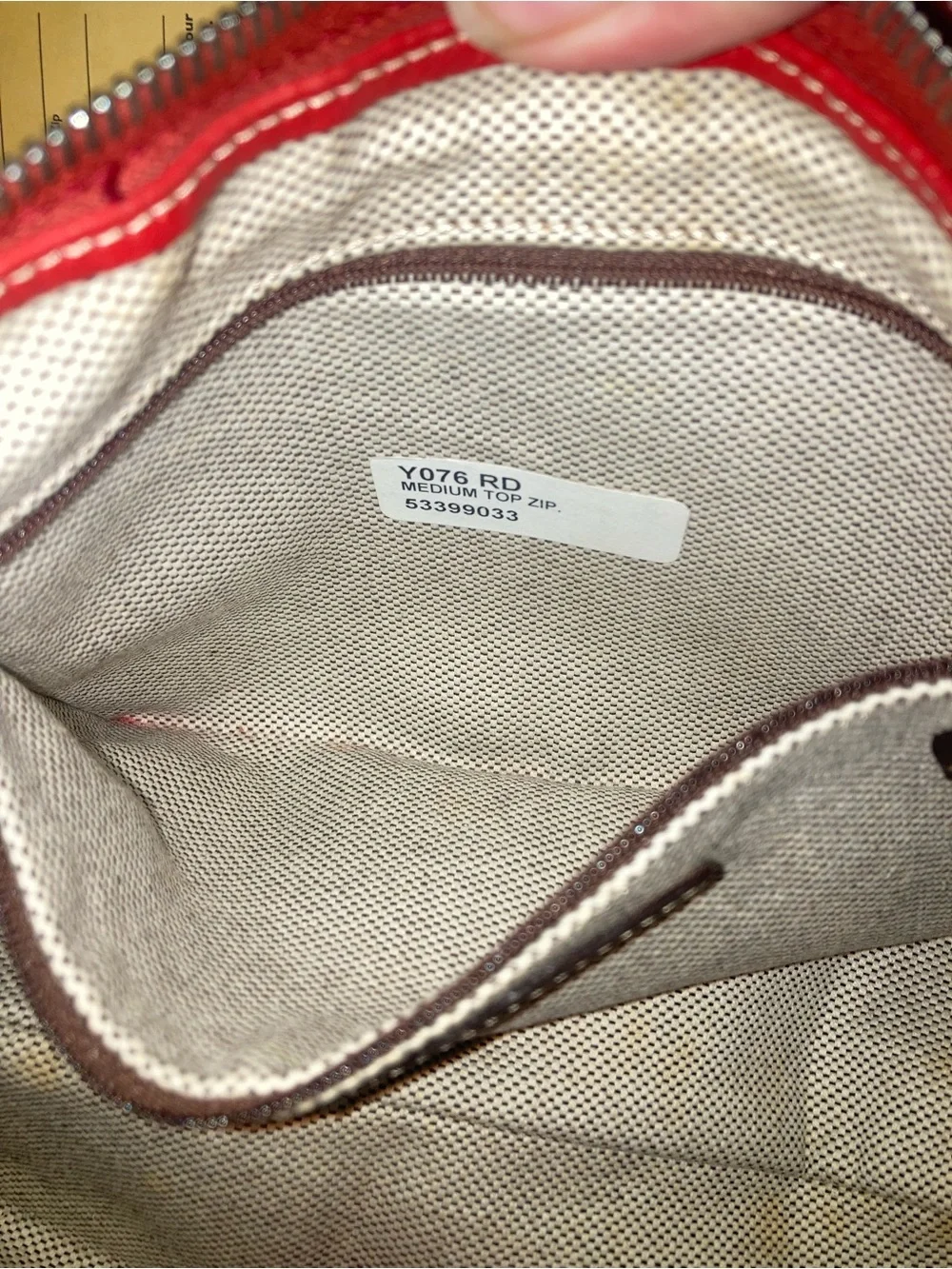 Dooney & Bourke Red Leather Shoulder Bag with Brown Trim